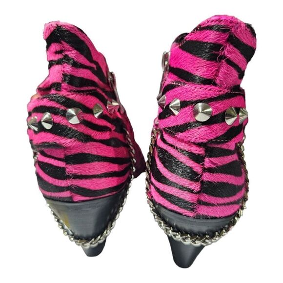 JESSICA SIMPSON "Zayrie" Genuine Calf Hair Pink Black Boots -‎ Size 7 - Picture 4 of 8